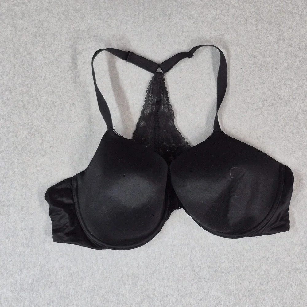 Victoria's Secret Women Bra 44C Black Lined Demi Body By T Shirt Underwired Lace